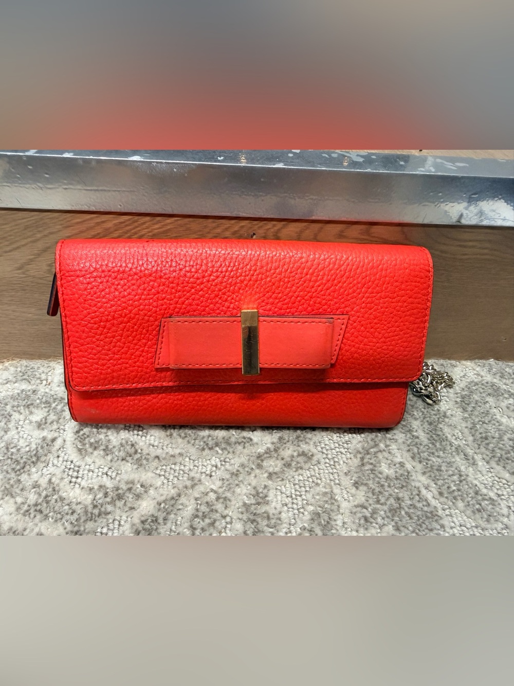 Kate Spade Coral Leather Bow-Accent Women's Clutch Wristlet